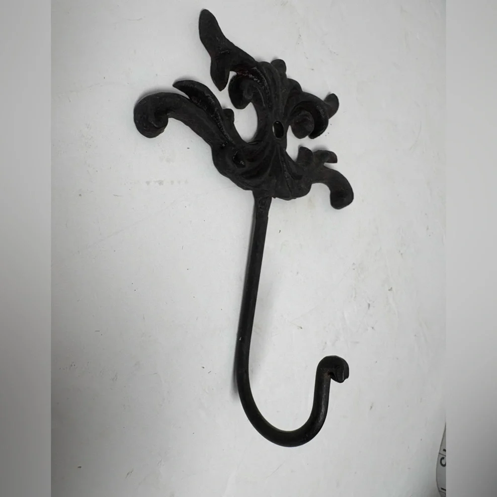 Vintage Victorian Style Cast Iron  Black Wall Hook